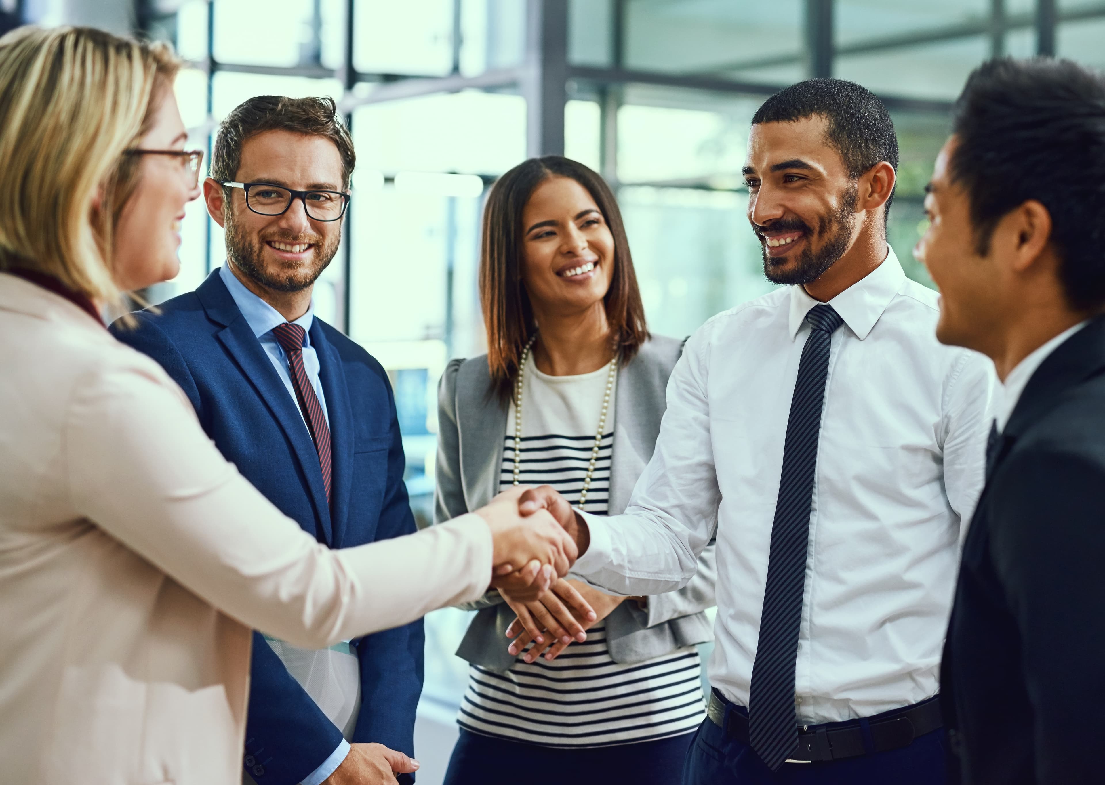 Business people handshake welcome introduction